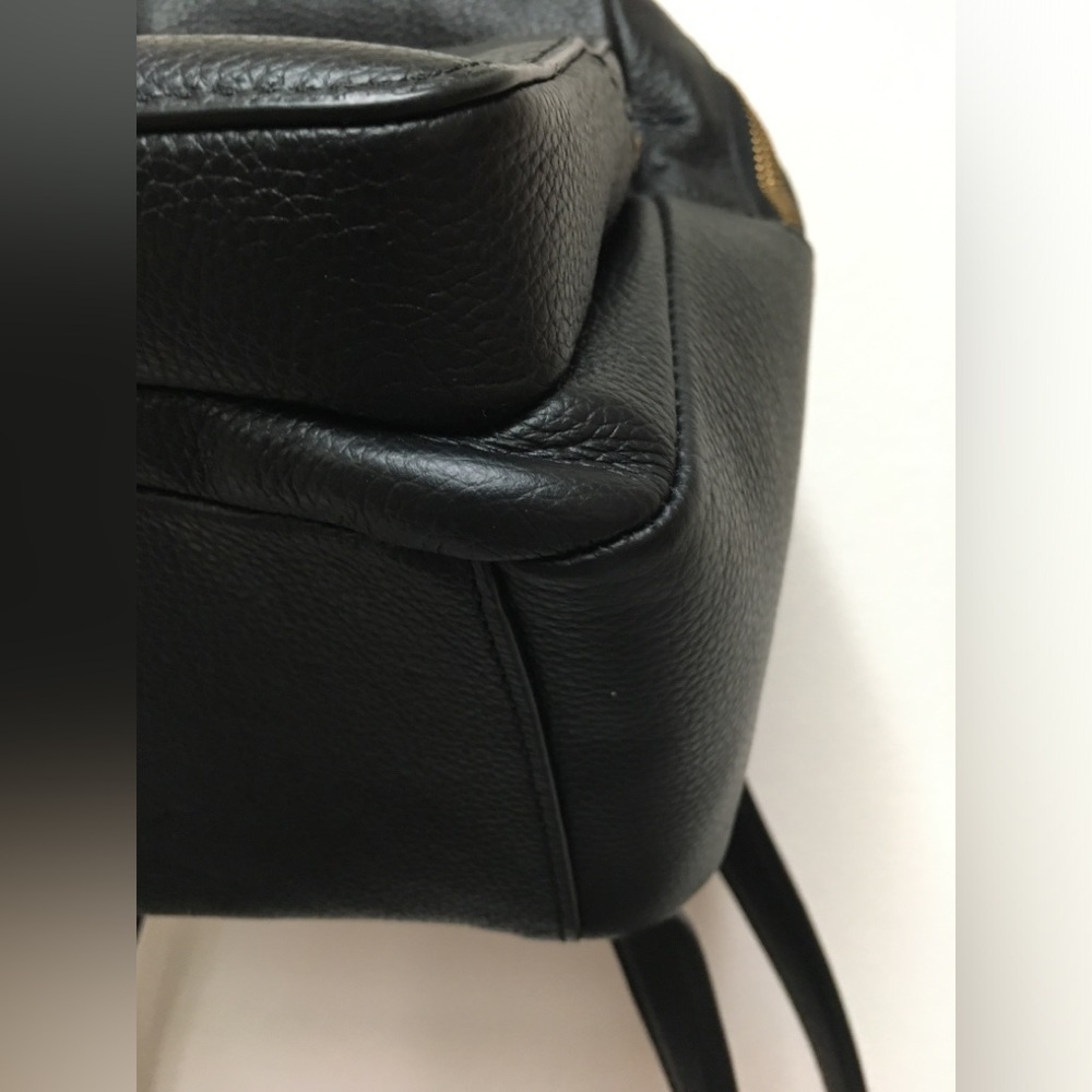 Kate Spade Cow Leather Zipper Backpack Black Gold Classic Preppy - Picture 3 of 15